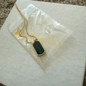 NWT Gorjana Gold colored Green stone pendant
